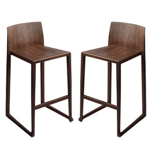 Hanna Real Walnut Bar Stools - A Pair For Sale