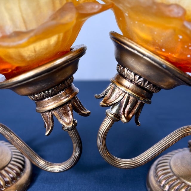 1960s 1960s Rare Authentic Feldman Lighting Co. Custom Resin & Bronzed Brass Sconces - A Pair For Sale - Image 5 of 16