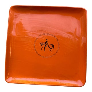 Vintage Equestrian Hermes Orange Inspired Change Tray For Sale