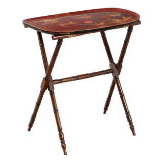 Lacquered Wood Tray Table For Sale