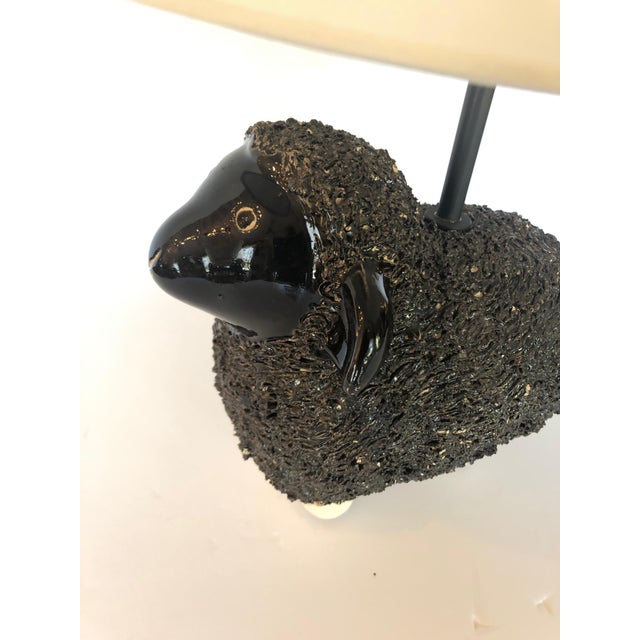 Handmade Black Ceramic Sheep Lamp For Sale - Image 4 of 9