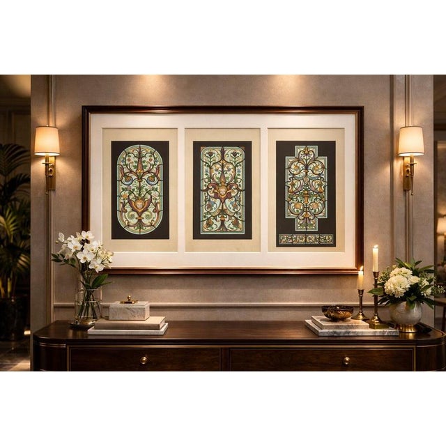 Zettler, Bavarian Decorative Panels, Chromolithographs, 1874, Set of 3 For Sale - Image 4 of 9