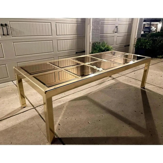 Mastercraft Hollywood Regency Brass & Glass Dining Table by Mastercraft For Sale - Image 4 of 11