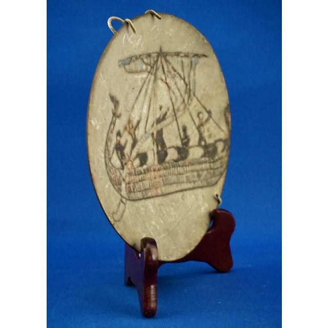 Fire-Enamelled Copper Plate with Odyssey Ulysses Voyage Motig from B.M.B. Manufacture, Florence, 1920s For Sale - Image 3 of 18