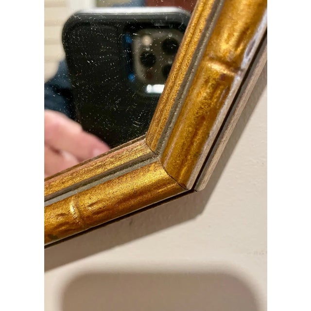 Vintage Gilt Faux Bamboo Mirror For Sale In New York - Image 6 of 10
