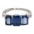 Late 20th Century Platinum Three Stone Ring With Blue Emerald Cut Sapphire & Diamonds - Size 5.75 For Sale