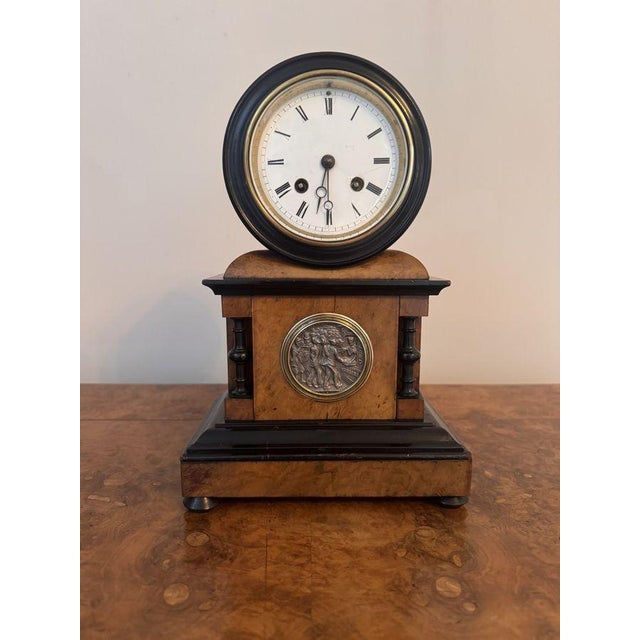 Wood Antique Victorian Mantle Clock, 1860 For Sale - Image 7 of 7