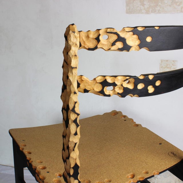 N1 Chair - Brutalist Yakisugi Charred Wood Dining Chair by Gabor Gobi For Sale - Image 6 of 10