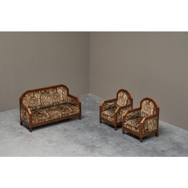 Set of Art Deco Armchairs in Wood and Tapisserie, 1920s For Sale - Image 14 of 15