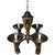 This striking vintage chandelier features a classic tole-painted finish in black with hand-painted gold and red foliate...