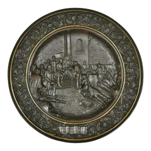 Bronze King Umberto Visiting Cholera Hospital Naples 1884 Dish Wall Plaque