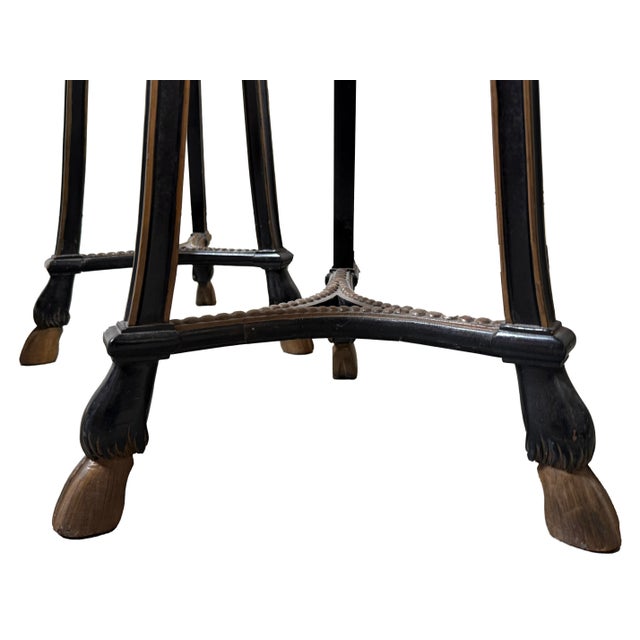 French Late 20th Century Pair of Neoclassical Empire Style Ram's Head Tripod Torchère Pedestals For Sale - Image 3 of 3