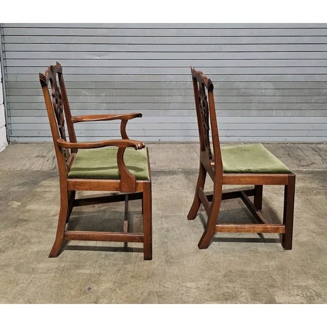 Late 20th Century Set of 6 Eldred Wheeler Chippendale Style Cherry Dining Chairs Bench Made For Sale - Image 9 of 12