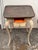 Cream Swedish Faux Porphyry Top Side Table + Drawer, Vintage For Sale - Image 8 of 12