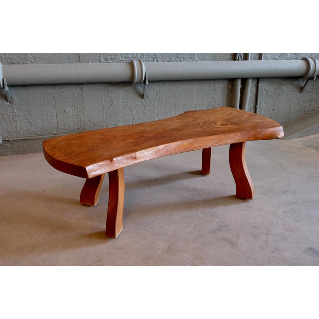 - a naturalistic shaped coffee table / long bench / side table in elm - produced by c. A. Beijbom, 1967, sweden signed by...
