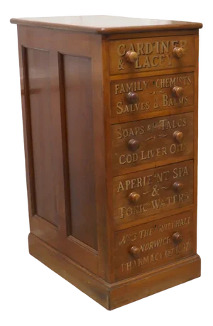 Victorian Pharmacy Chest of 5 Drawers