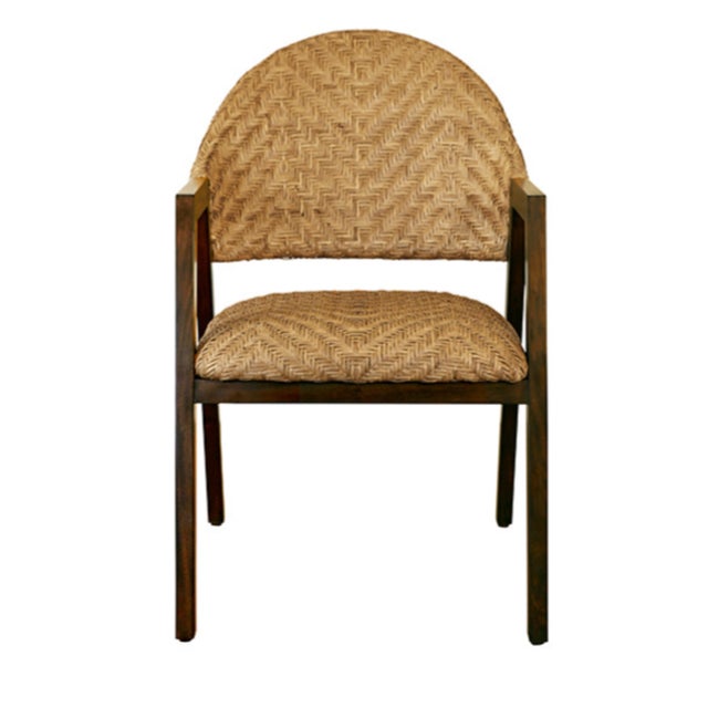 Matthew Izzo Home Walter Round Back Woven Rattan Dining Chair With Dark Wood Frame For Sale - Image 10 of 10