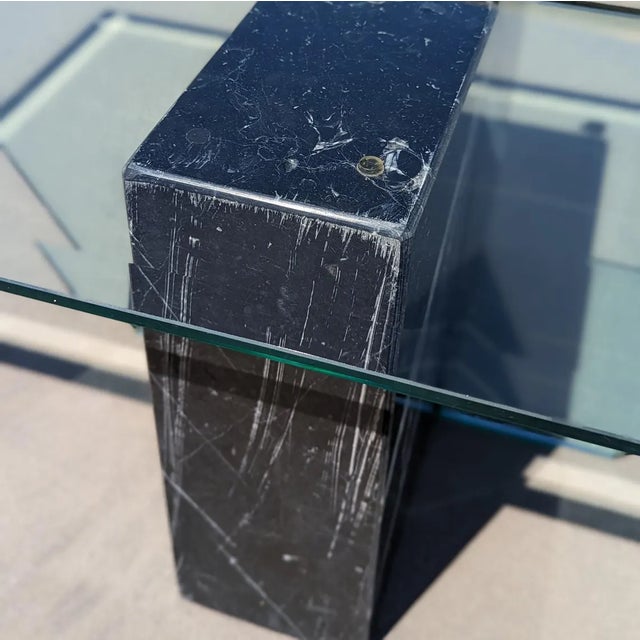 Postmodern Geometric Glass and Marble Coffee Table, 1980s, Mid-Century For Sale - Image 4 of 10