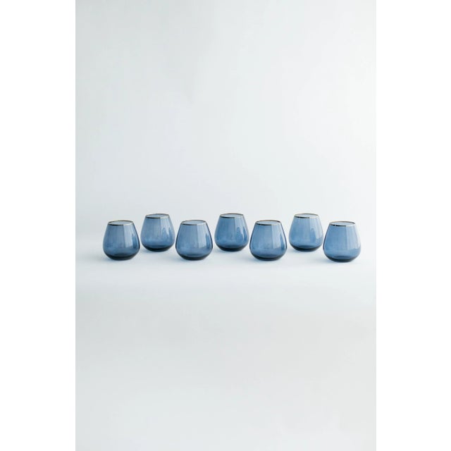 Siren Beverageware Atlantic Blue + Gold Short Stemless - Set of 4 For Sale - Image 4 of 5