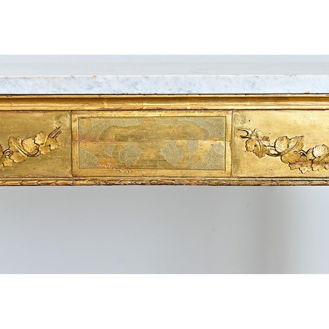 Baroque Italian 18th Century Giltwood Console with Original Marble Top For Sale - Image 3 of 18