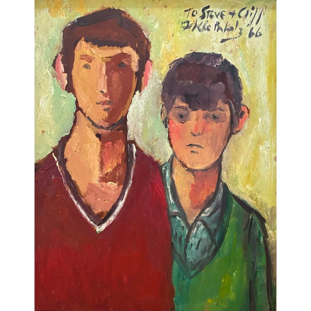 Mid-Century Modern 1966 Frank Kleinholz Two Boys Oil on Canvas For Sale - Image 3 of 8
