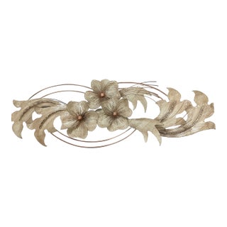 1990s Metallic Floral Metal Wall Sculpture by C. Jere Signed For Sale