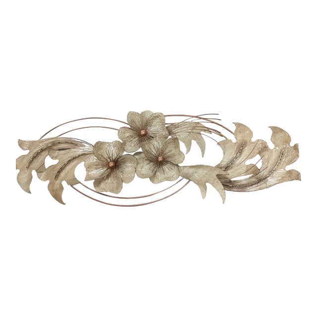 1990s Metallic Floral Metal Wall Sculpture by C. Jere Signed For Sale