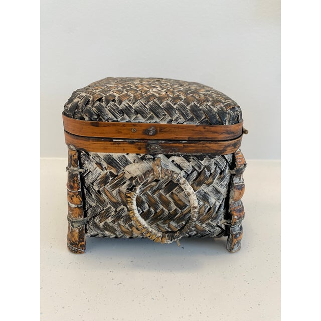 Vintage Woven Rattan Lidded Box For Sale In Philadelphia - Image 6 of 7