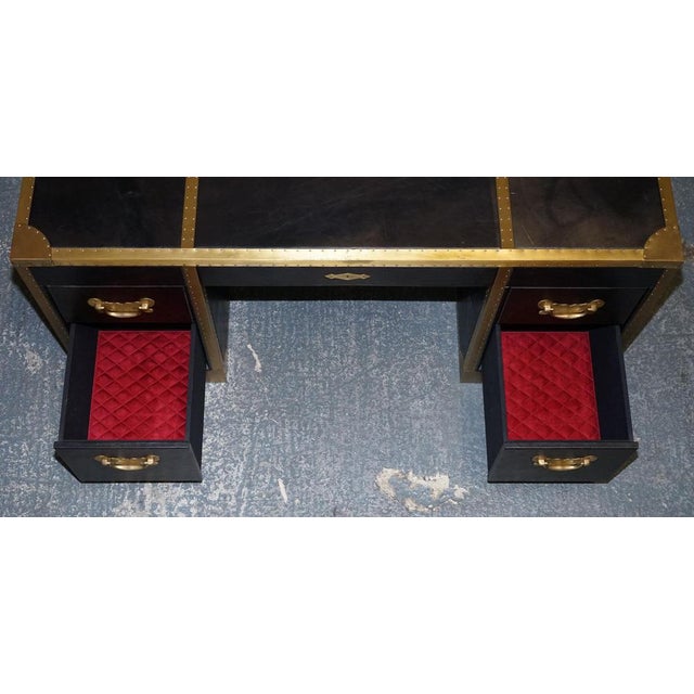 Cumberland Collection Desk in Aged Leather with Red Velvet Lining from Timothy Oulton For Sale - Image 12 of 18