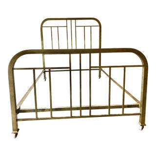 1920s Le Lit Pardon Antique French Art Deco Brass Bed Frame For Sale