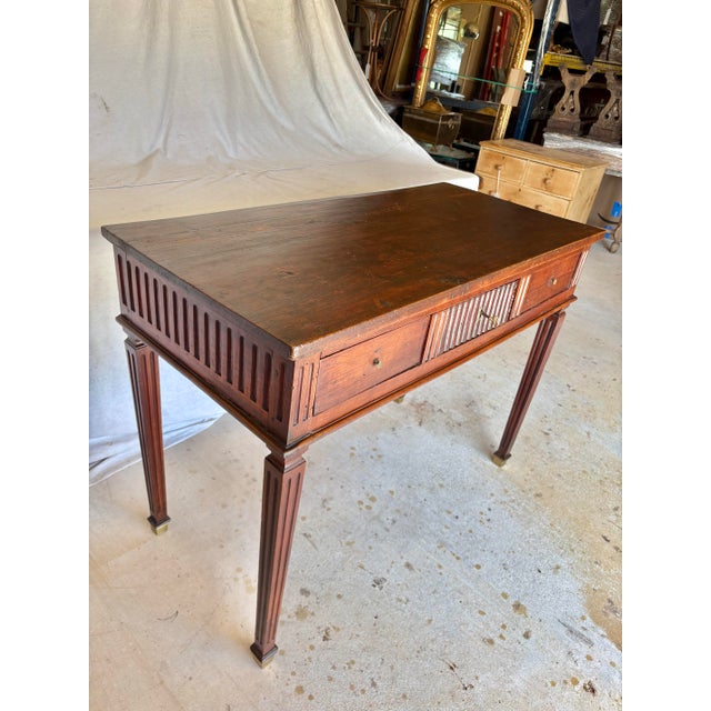 French 19th Century French Louis XVI Walnut Console Table For Sale - Image 3 of 12