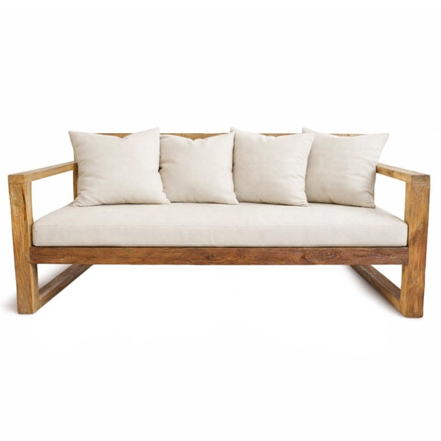 2020s Outdoor Modern Teak Club Bench For Sale - Image 5 of 5
