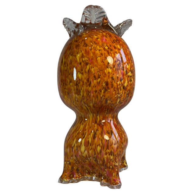 Orange Antique Franz Welz Style Art Glass Orange Confetti Vase With Crimped Lip For Sale - Image 8 of 18