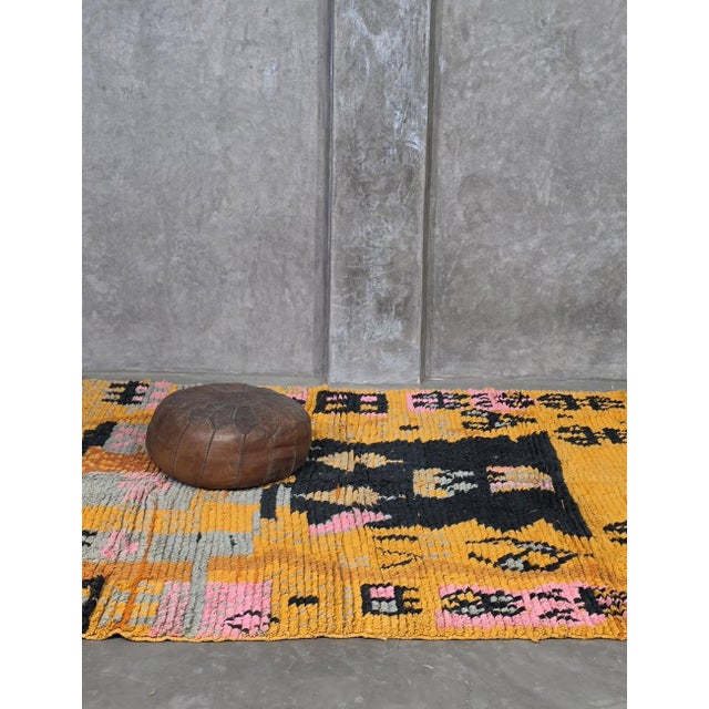 Textile Vintage Yellow Boujad Rug - 8.3 X 6.5 Ft For Sale - Image 7 of 9