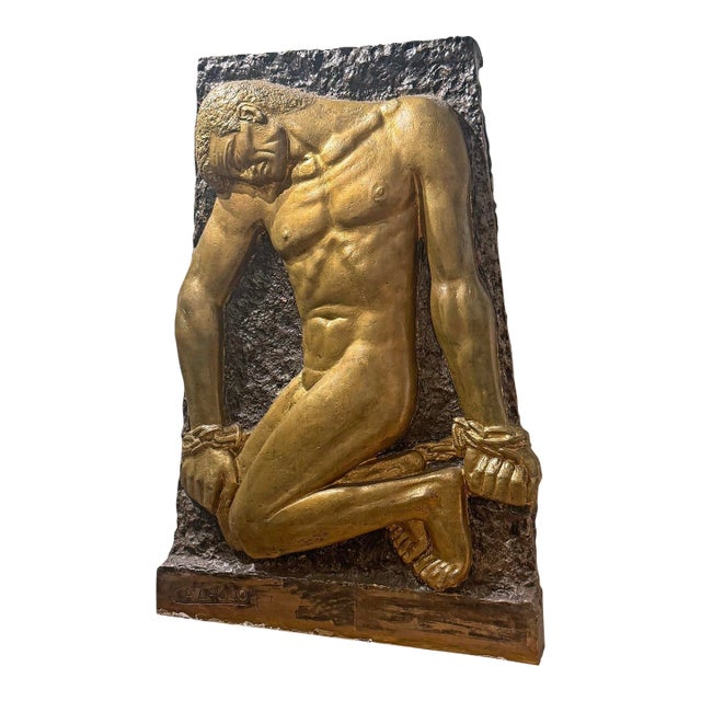 Monumental Prometheus Bound Relief by Alfred Pierre Noël Cazaubon, France C. 1940 For Sale