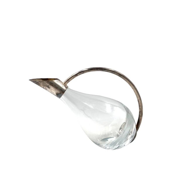 Important modern wine decanter Silverware by Masini Firenze Italy 1980s crystal, silver h 20.5 cm - 31 x 14 cm Silvermark...