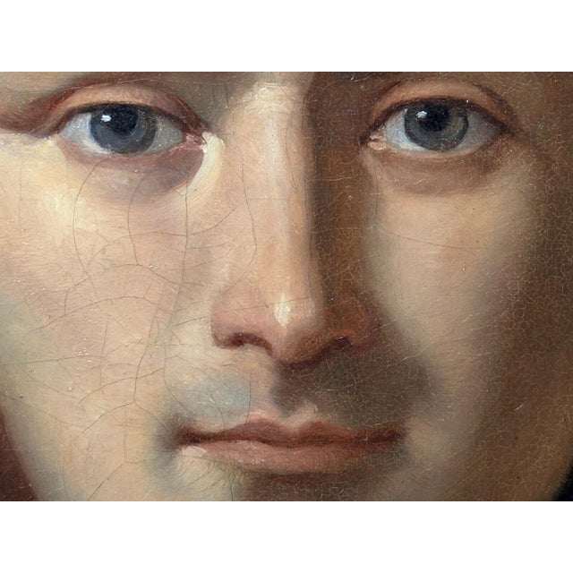 Large 19th Century Oil Painting Military Dress Portrait of Napoleon Bonaparte Wearing the Grand Cross of the Légion D’honneur For Sale - Image 15 of 18