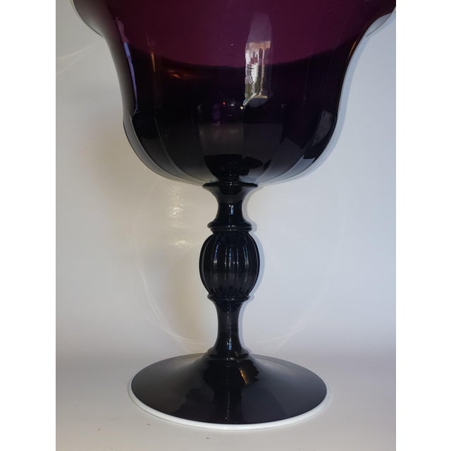 Art Deco Vintage Murano Glass Amethyst Tazza Compote Bowl Attr Salviati For Sale - Image 3 of 18
