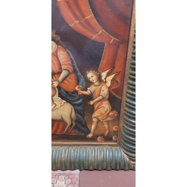 Exceptional Vintage Spanish Colonial Baroque Style Painting For Sale - Image 11 of 12