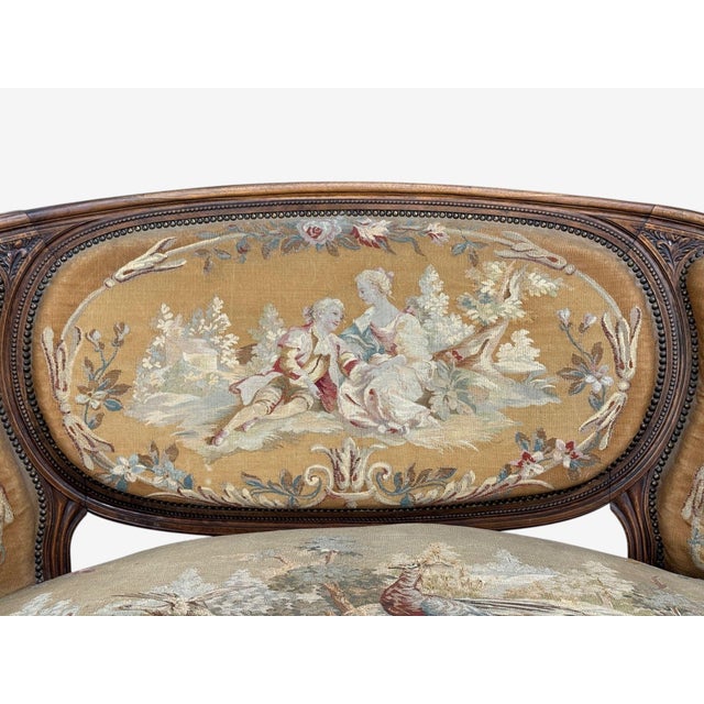Louis XVI Style, Salon Suite, Tapestry, Walnut, France, 20th C. For Sale - Image 12 of 15