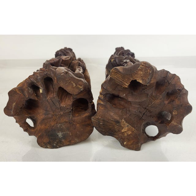 Pair of Large Antique Chinese Li Tieguai Carved Wood Figures W. Glass Eyes For Sale - Image 13 of 14