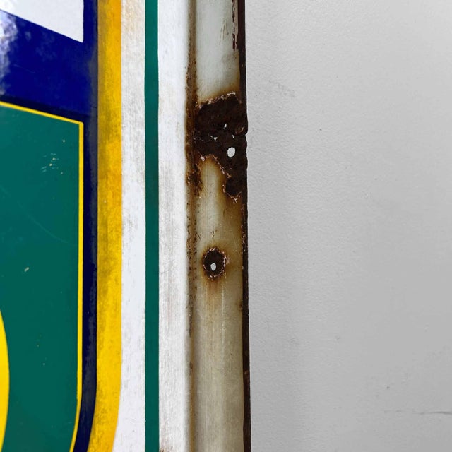 Shōwa Era Green Stamp Hanging Sign in Enamel, Japan, 1970s For Sale - Image 10 of 14