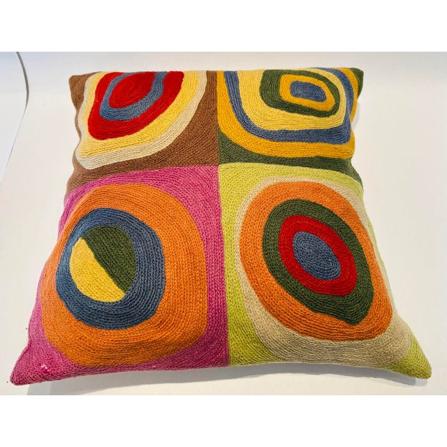 Organic Cotton Abstract Kandinsky Throw Pillow Farbstudie Quadrate For Sale In Palm Springs - Image 6 of 12