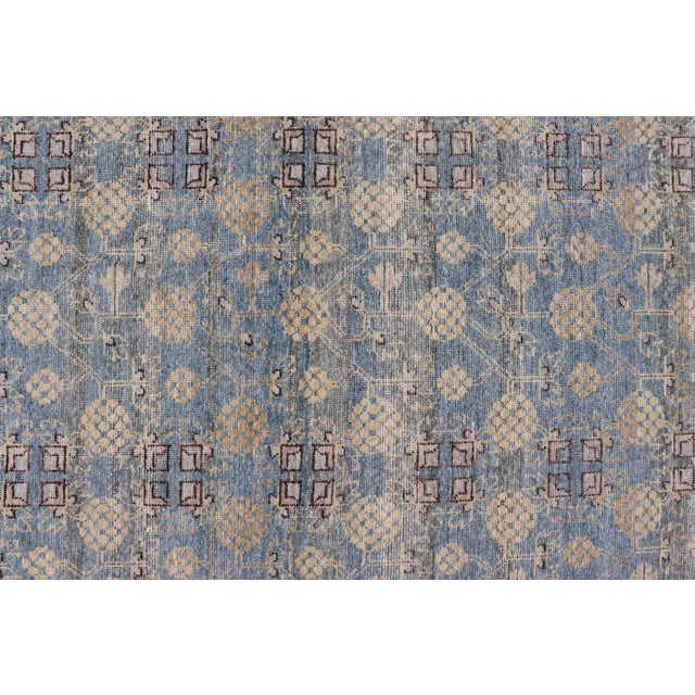 Early 21st Century Modern Large Khotan Rug by Keivan Woven Arts in Blue and Ivory 11'9 X 14'9 For Sale - Image 5 of 17