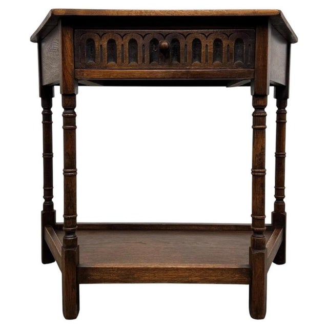 Antique Early 20th Century English Oak Side Table For Sale - Image 10 of 10
