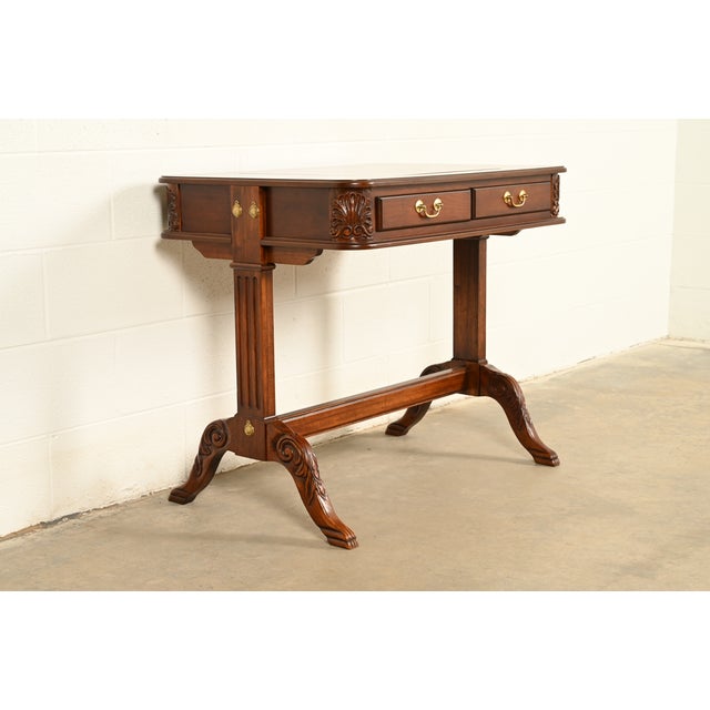 Baker Furniture Company Baker Furniture Style American Empire Carved Mahogany Game Table or Occasional Table, Circa 1970s For Sale - Image 4 of 15