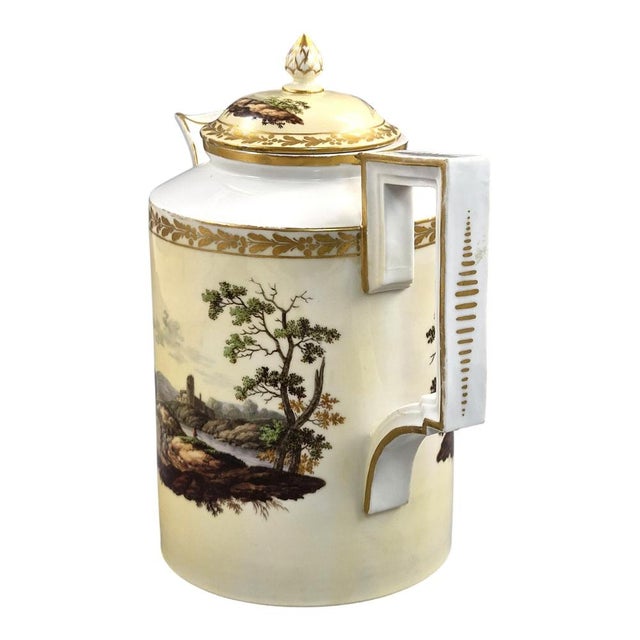 A rare coffee pot produced by the Limbach porcelain factory, Thuringia, c.1780-1790. The elegant cylindrical form is...