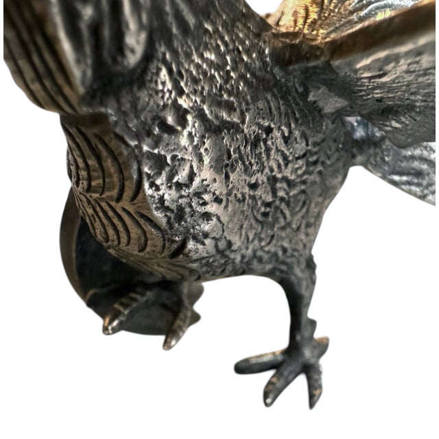 Mid 20th Century Iberian Silvered Brass Fighting Cockerels For Sale - Image 12 of 13