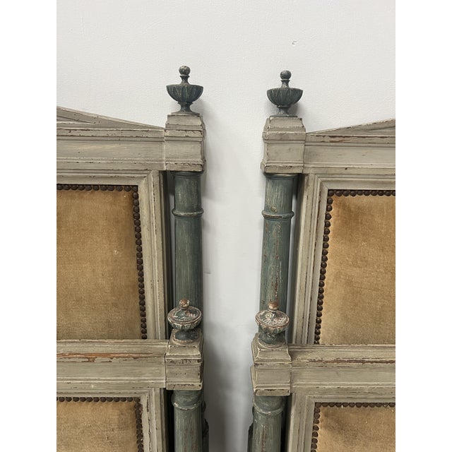 20th Century Directoire-Style Beds in Painted Beechwood, Set of 2 For Sale - Image 11 of 14