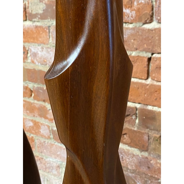 Brown Sculpted Walnut Laurel Table Lamps, a Pair For Sale - Image 8 of 13